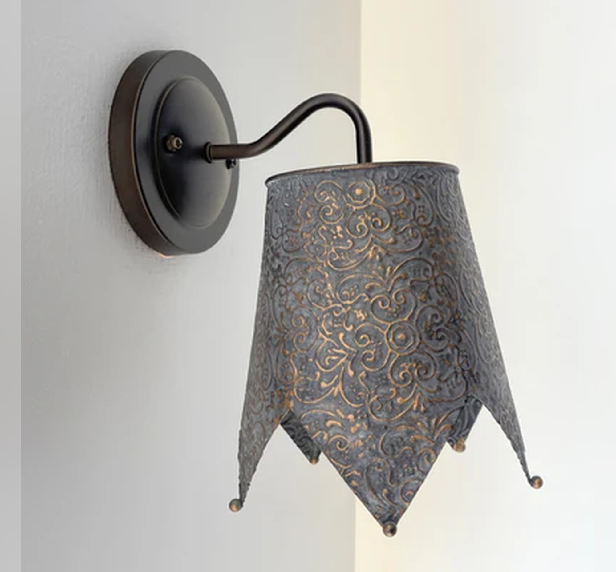 Jubilant Ornate Copper Wall Sconce Light Fixture