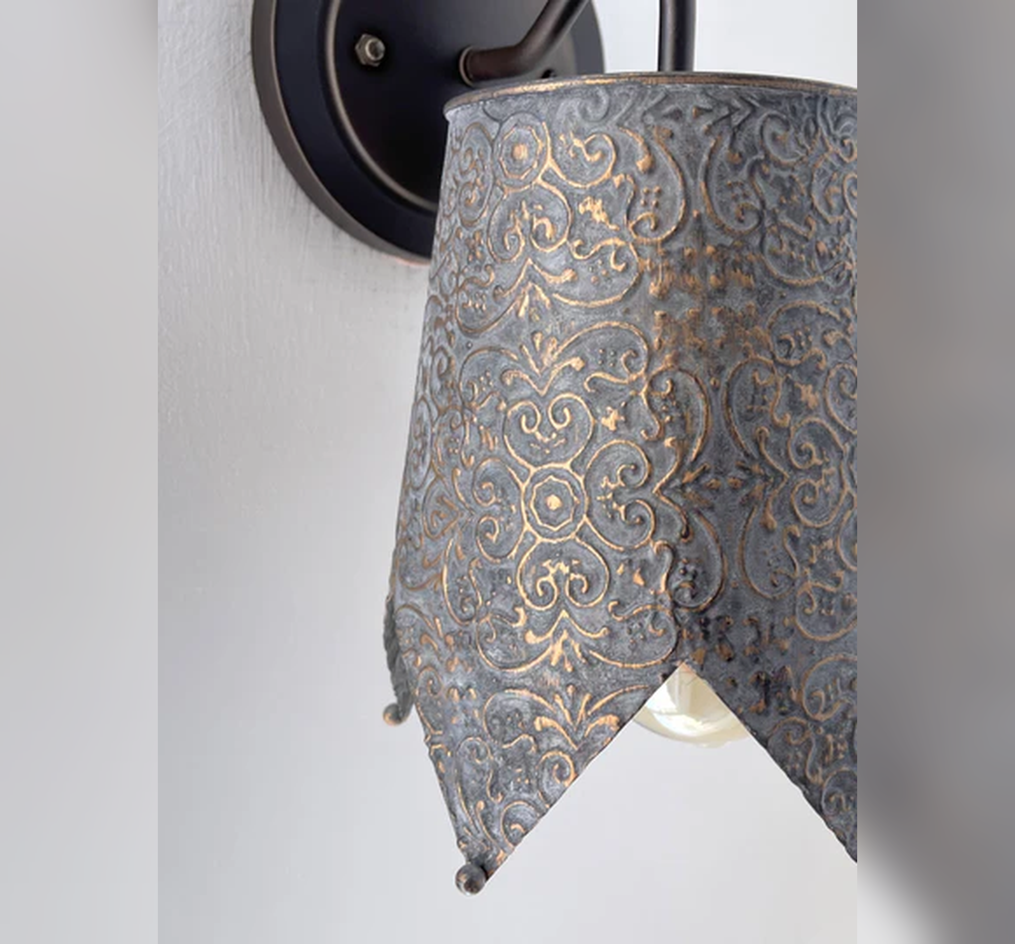 Jubilant Ornate Copper Wall Sconce Light Fixture
