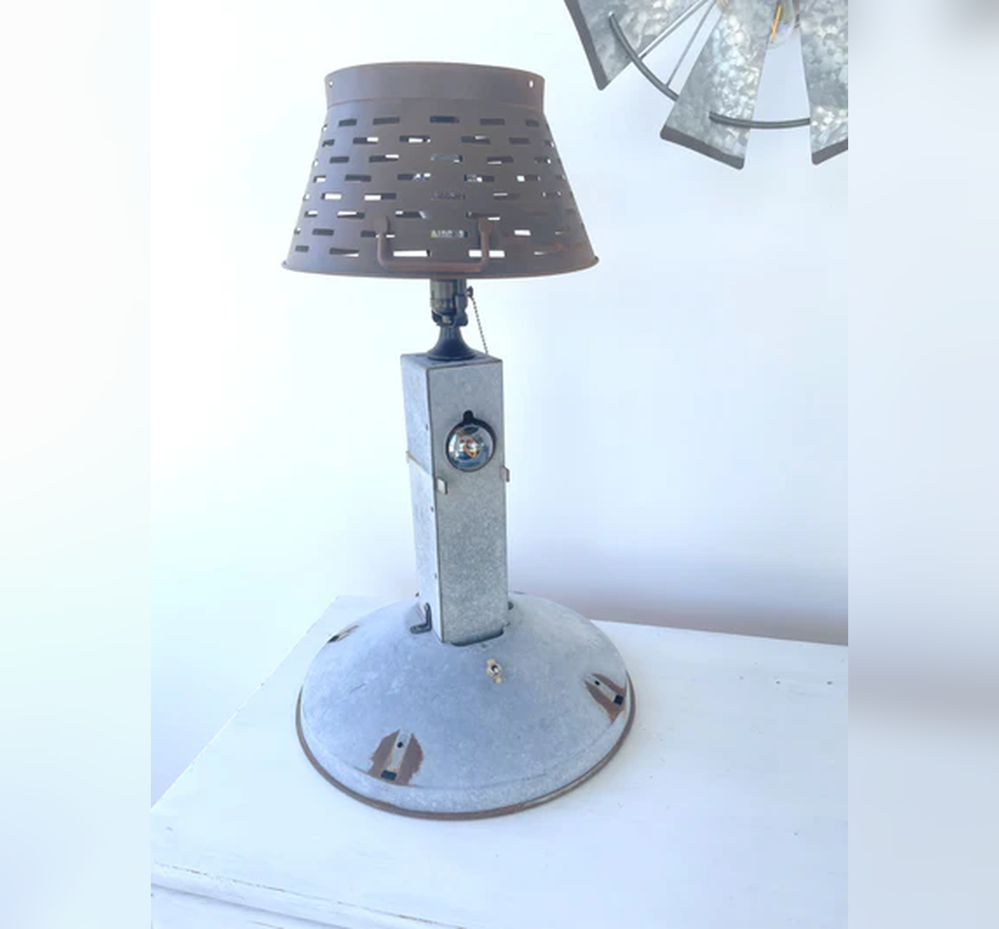 Original Antique Chicken Feeder Tall Farm Table Lamp