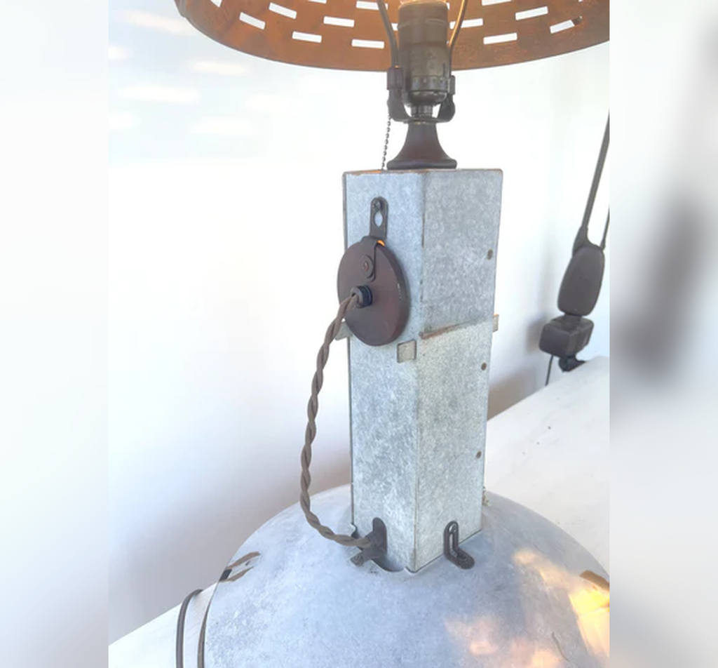 Original Antique Chicken Feeder Tall Farm Table Lamp