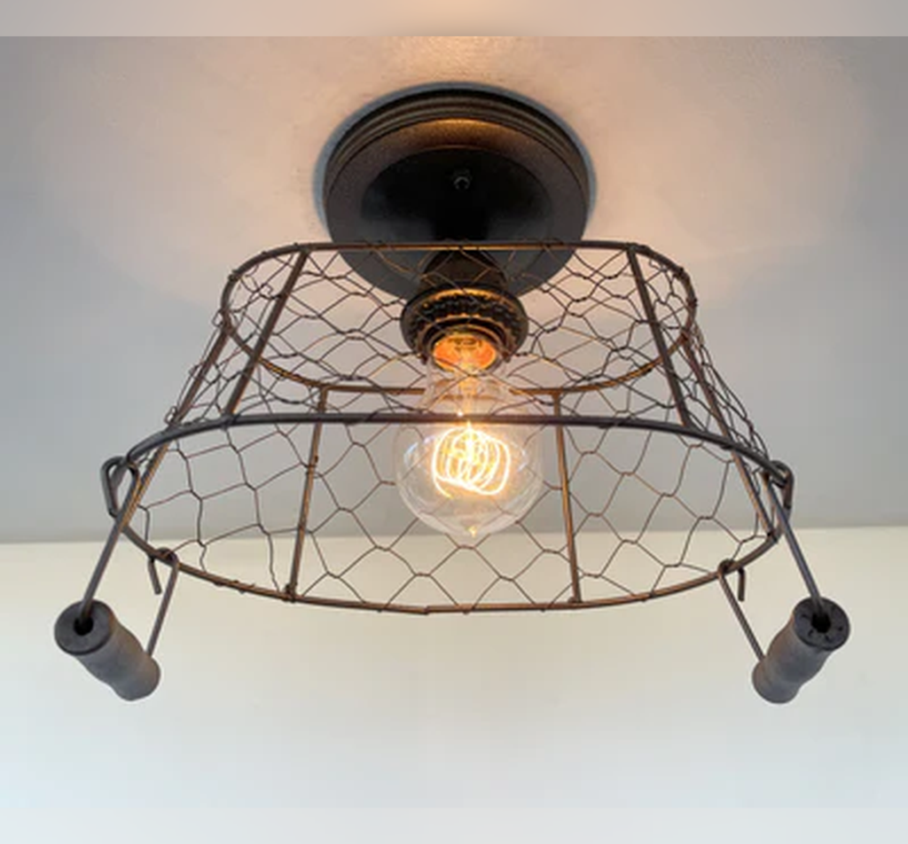 CHICKEN WIRE Farmhouse Ceiling Light - Rectangular