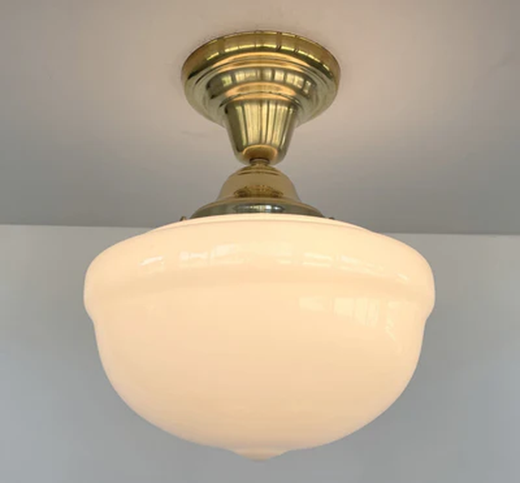 Brass Acorn Schoolhouse Ceiling Light