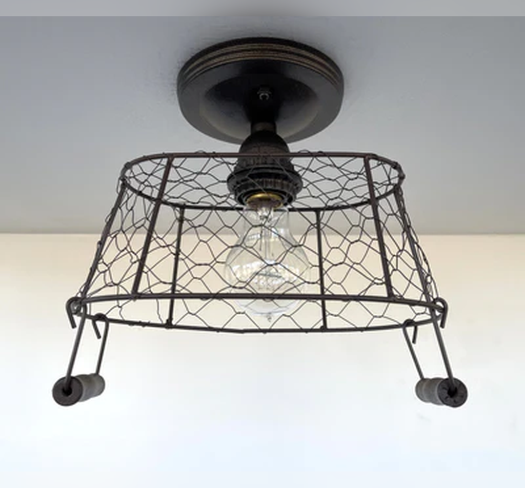 CHICKEN WIRE Farmhouse Ceiling Light - Rectangular