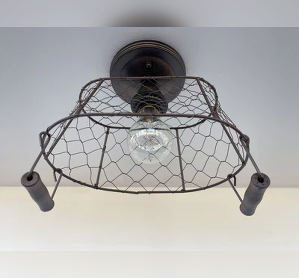 CHICKEN WIRE Farmhouse Ceiling Light - Rectangular