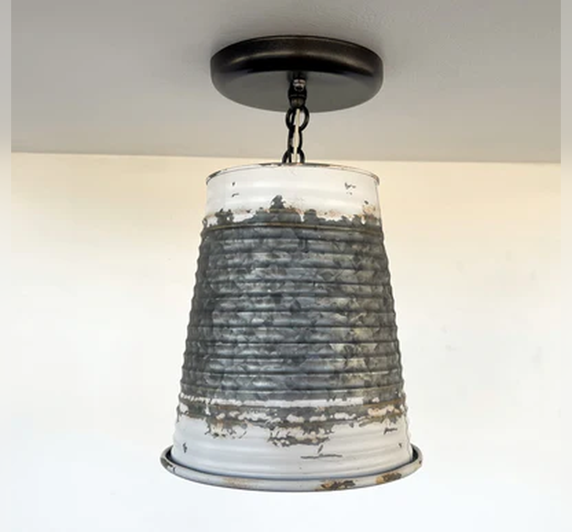 Distressed Large Corrugated Galvanized Barn Ceiling Light