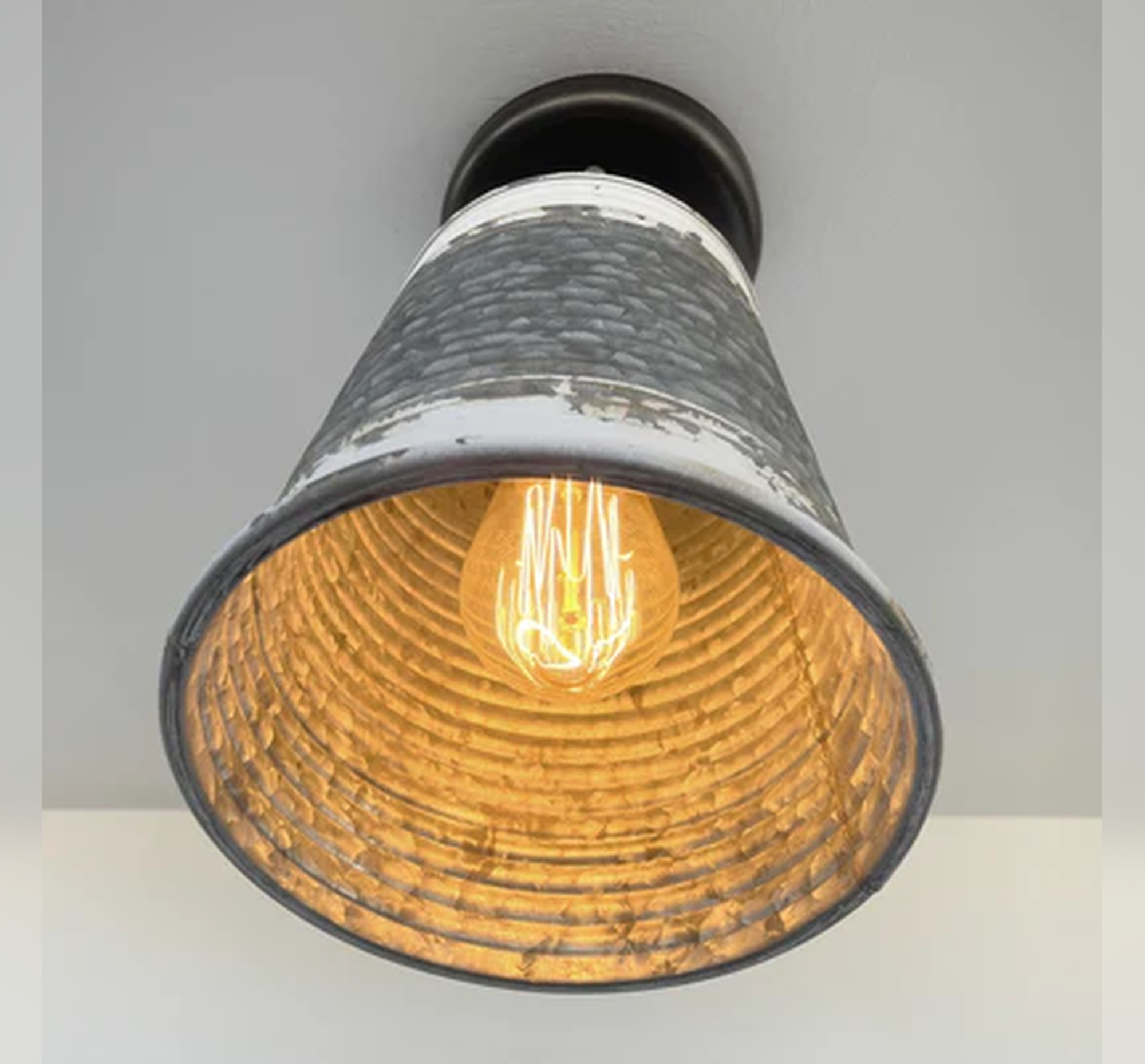 Distressed Large Corrugated Galvanized Barn Ceiling Light