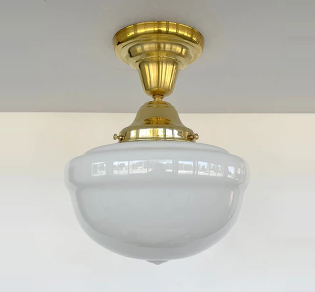 Brass Acorn Schoolhouse Ceiling Light