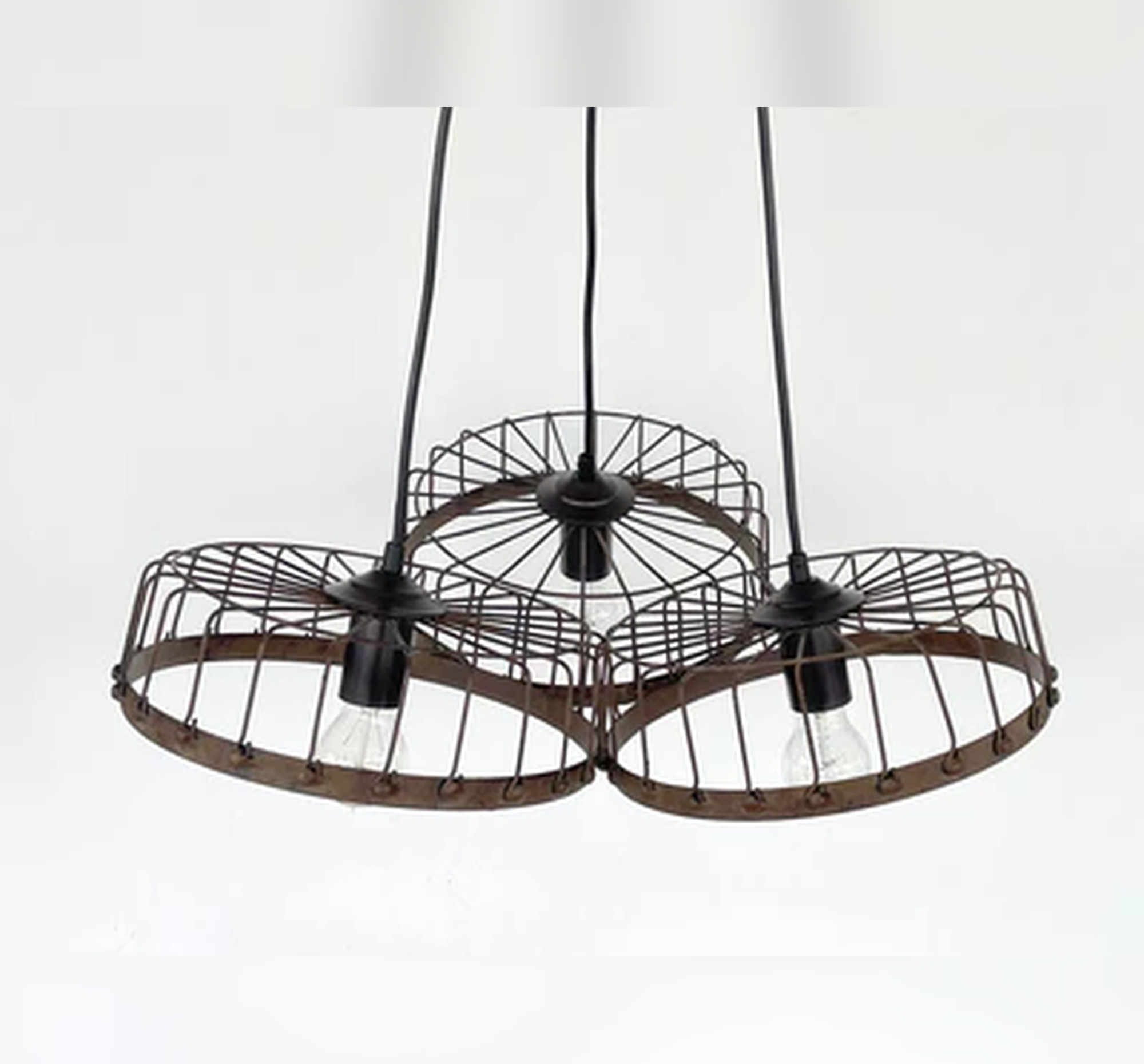 Rustic Industrial Wagon Wheel CHANDELIER TRIO Light