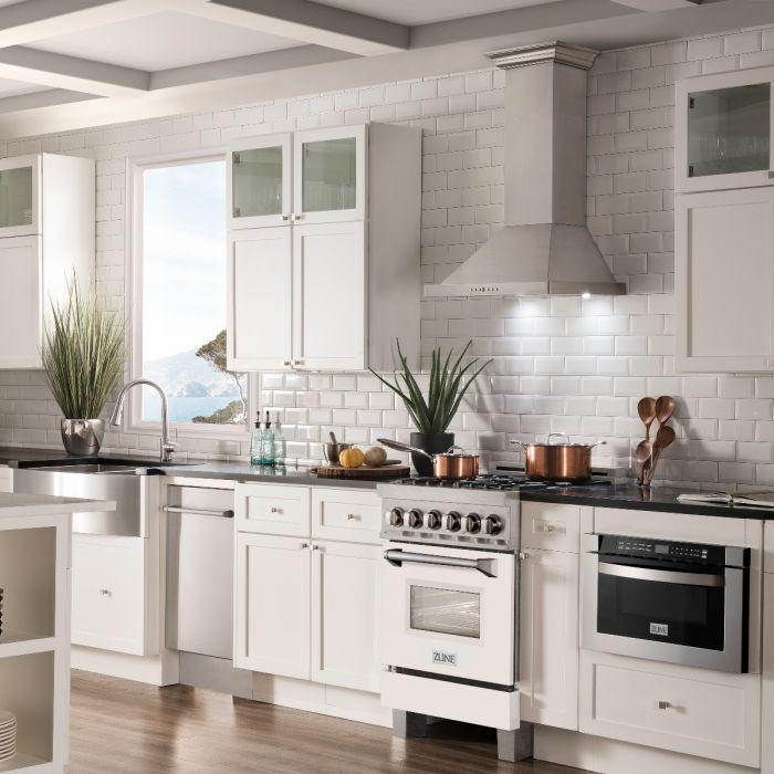 ZLINE 24" Professional Dual Fuel Range, Matte White Door, RA-WM-24