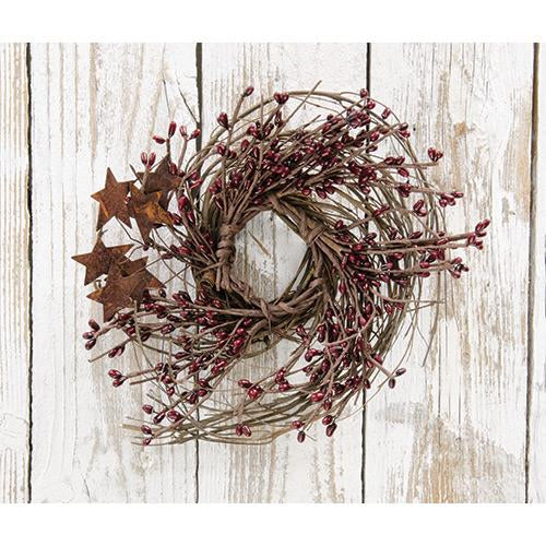 Burgundy Pip & Star Twig Wreath 10" (Pack of 4)