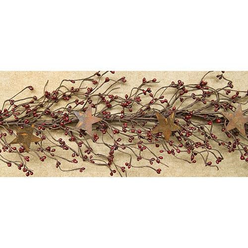 Pip Berry Garland With Stars Burgundy 40"
