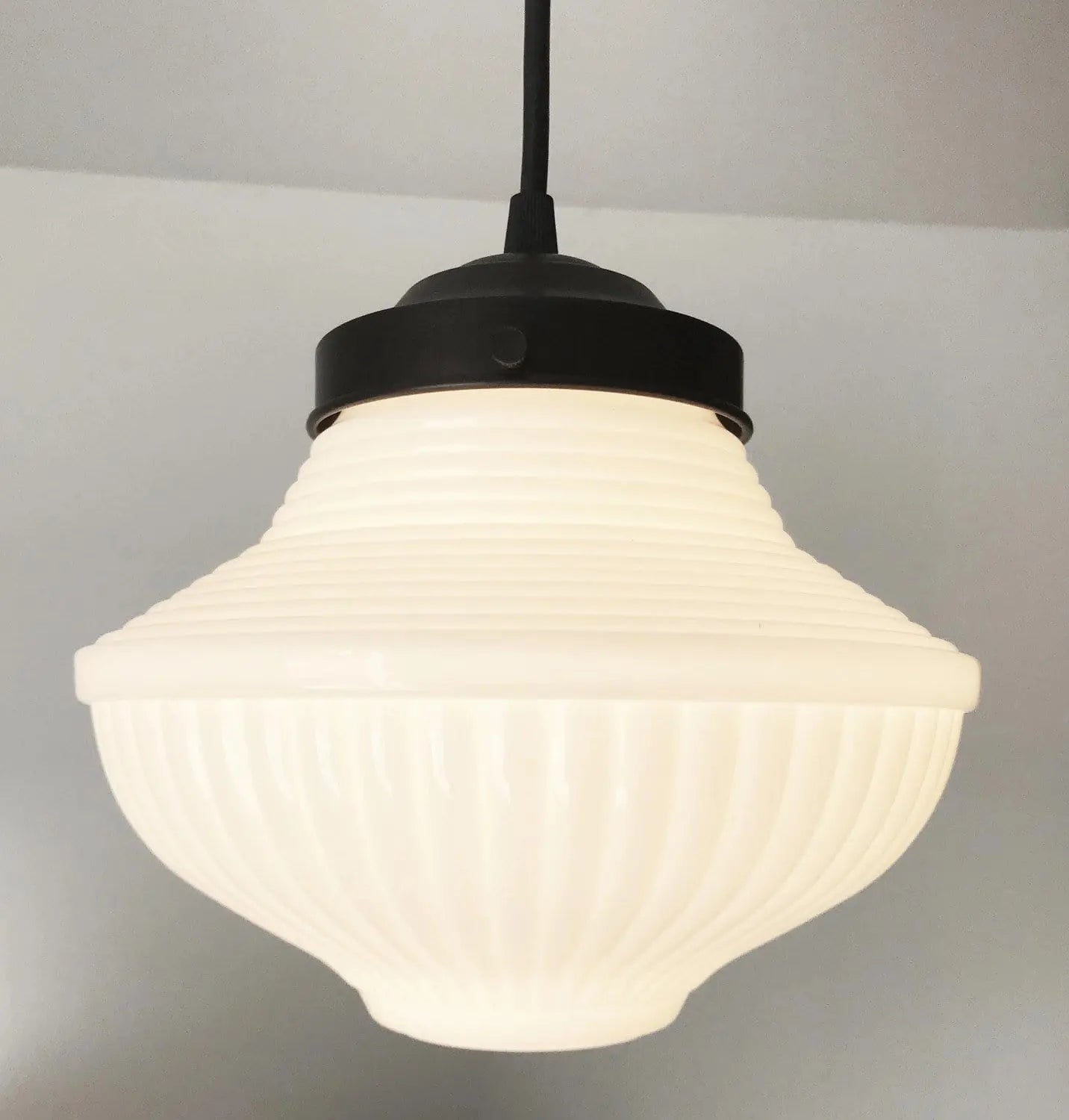 Vintage Traditional Milk Glass Pendant Light | 8.25"