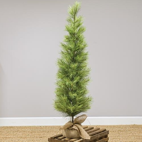 Slim Long Needle Pine Tree w/Burlap Base 4 ft.