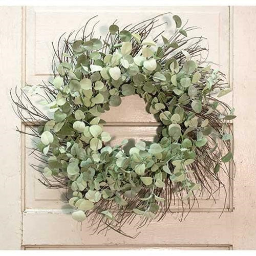 Silver Drop Eucalyptus Twig Wreath 24"