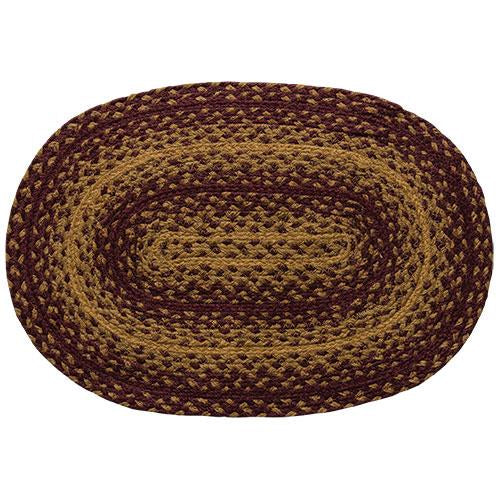 Burgundy/Tan Braided Placemat (Pack of 2)