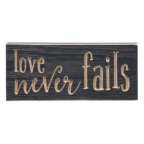 Love Never Fails Engraved Sign 3.5"x8" (Pack of 4)