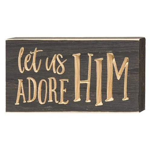 Let Us Adore Him Engraved Block 3.5" x 8" (Pack of 4)
