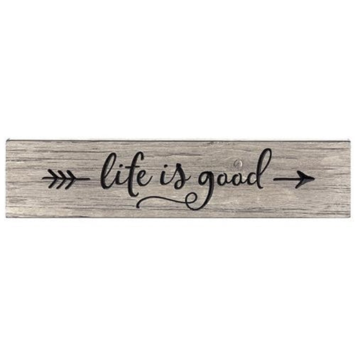 Life Is Good 3.5"x16" Engraved Sign White w/Black Stain (Pack of 2)