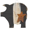 Hanging Black & White Pig w/Rusty Star 7" (Pack of 2)