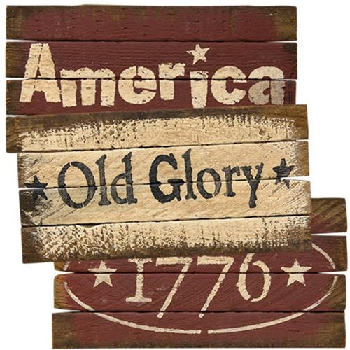 Lath Patriotic Sign 12" L 3 Asstd. (Pack of 2)