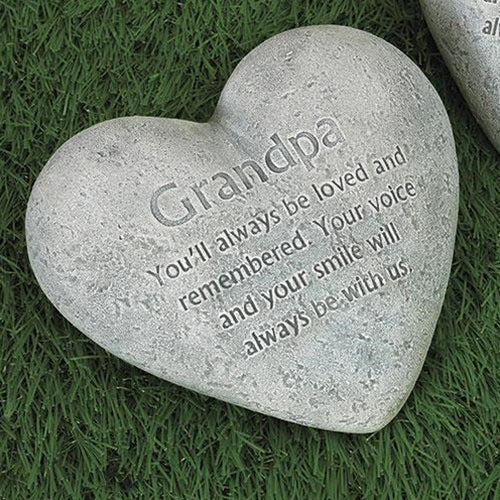 Grandpa Cement Heart Memorial  (Pack of 4)