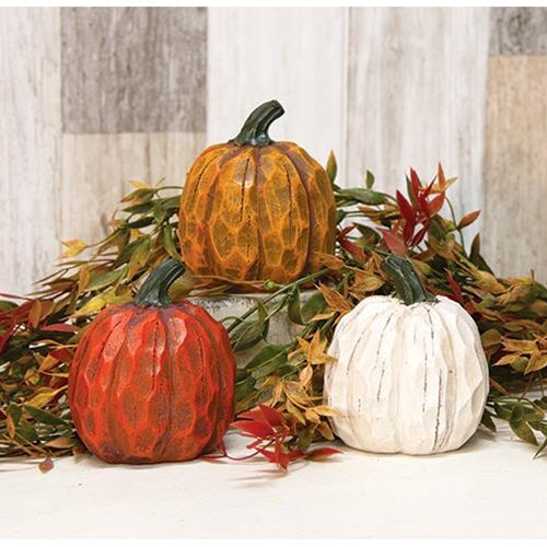 Resin Carved Look Pumpkin 4" 3 Asstd.  (Pack of 4)
