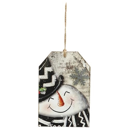 Wood Snowman Tag Ornament 4 Asstd.  (Pack of 4)