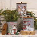 Metal Snowman Canister w/Lid 3 Asstd. (Pack of 2)