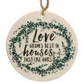 Love Grows Best Ceramic Ornament  (Pack of 4)