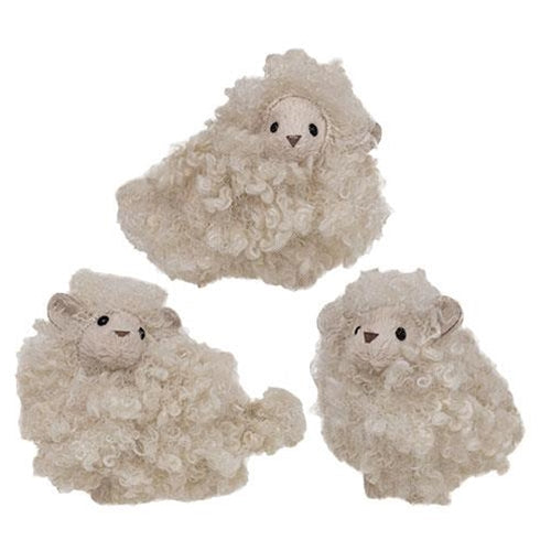 3/Set Mini Handcrafted Fuzzy Sheep