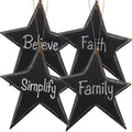 4/Set Black Star Word Orns (Pack of 4)