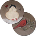 Cardinal w/Snowman Plate 2 Asstd. (Pack of 2)