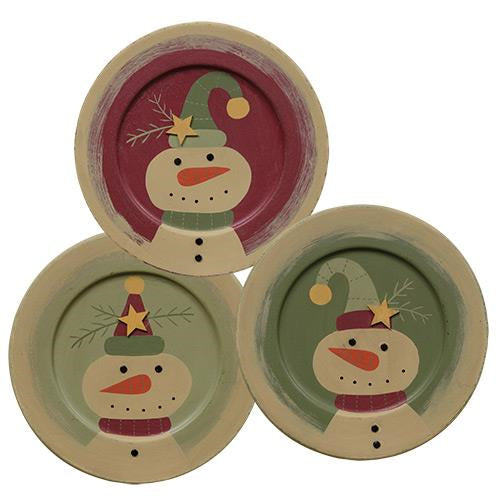 *Star Hat Snowman Plate Asst. (Pack of 2)