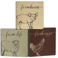 Farmhouse Square Block Sign 4" 3 Asstd.  (Pack of 4)
