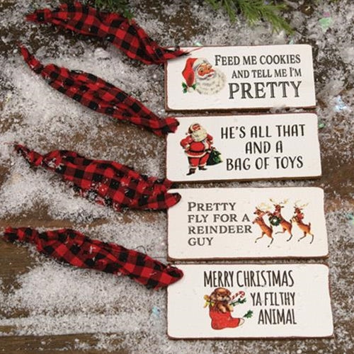 4/Set Christmas Present Wooden Gift Tags  (Pack of 4)