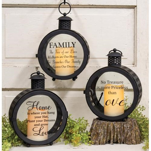 Round LED Sentiment Lantern