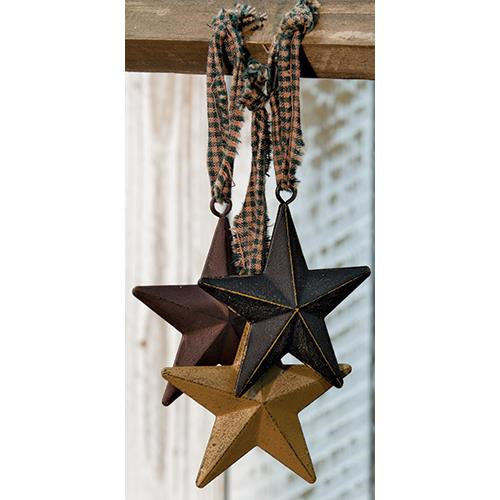 Primitive Star Ornament 3" 3 Asstd. (Pack of 4)