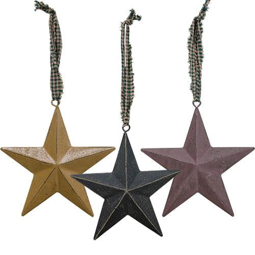 Primitive Star Ornament 4.5" 3 Asstd. (Pack of 4)