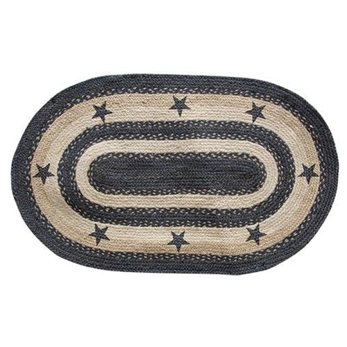 Primitive Pewter Star Braided Rug 27"x48"