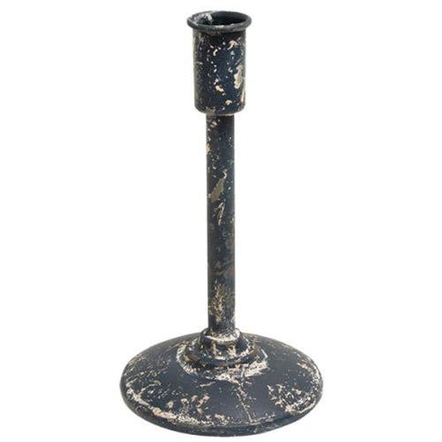 Distressed Black Candle Holder 9" (Pack of 2)