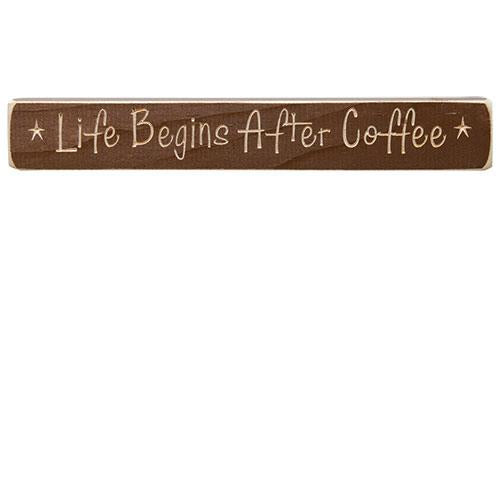 Life Begins After Coffee Engraved Block 12" (Pack of 4)
