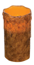 6" Burnt Mustard Drip Pillar (Pack of 2)