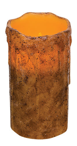 6" Burnt Mustard Drip Pillar (Pack of 2)