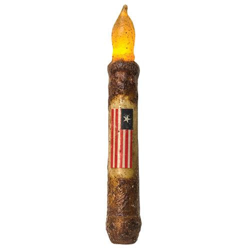 6" Burnt Mustard Flag Timer Taper (Pack of 2)