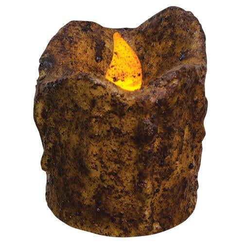 Burnt Mustard Mini Dripped Timer Pillar  (Pack of 2)