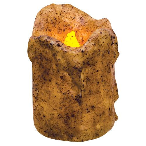 4" Burnt Ivory Dripped Timer Pillar (Pack of 2)