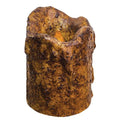 4" Burnt Mustard Dripped Timer Pillar  (Pack of 4)