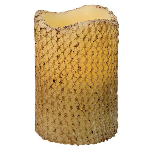 Burnt Ivory Honeycomb Timer Pillar (Pack of 2)