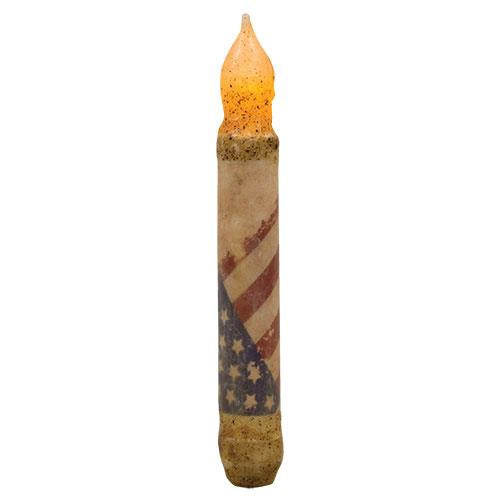 6" Burnt Ivory Vintage Flag Timer Taper  (Pack of 4)