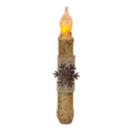 6" Burnt Ivory Burlap & Snowflake Timer Taper (Pack of 2)
